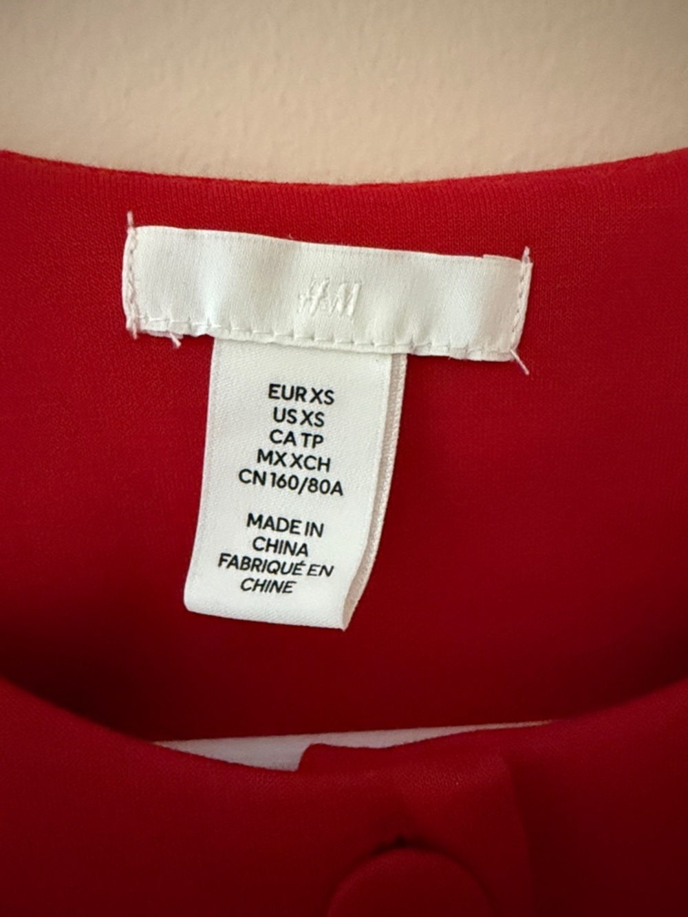 NWOT H&M Red Short-Sleeve Peplum Button Top - Picture 2 of 6